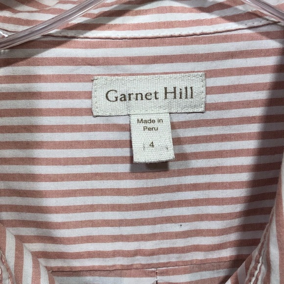 Garnet Hill Striped Button Up Shirt 100% Organic Pima Cotton Sz 4 - Picture 2 of 7